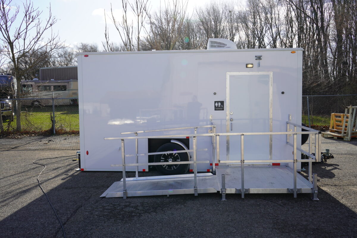 ADA-compliant portable restroom trailers