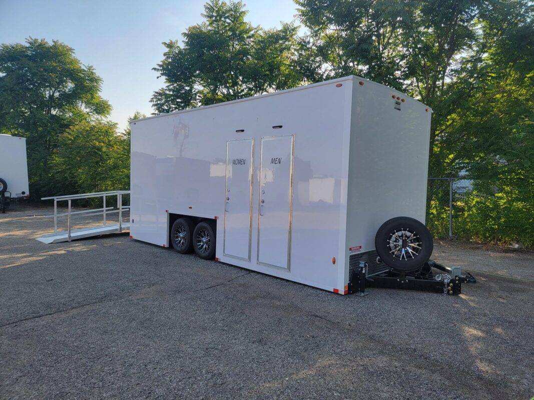 ADA-compliant portable restroom and shower trailers